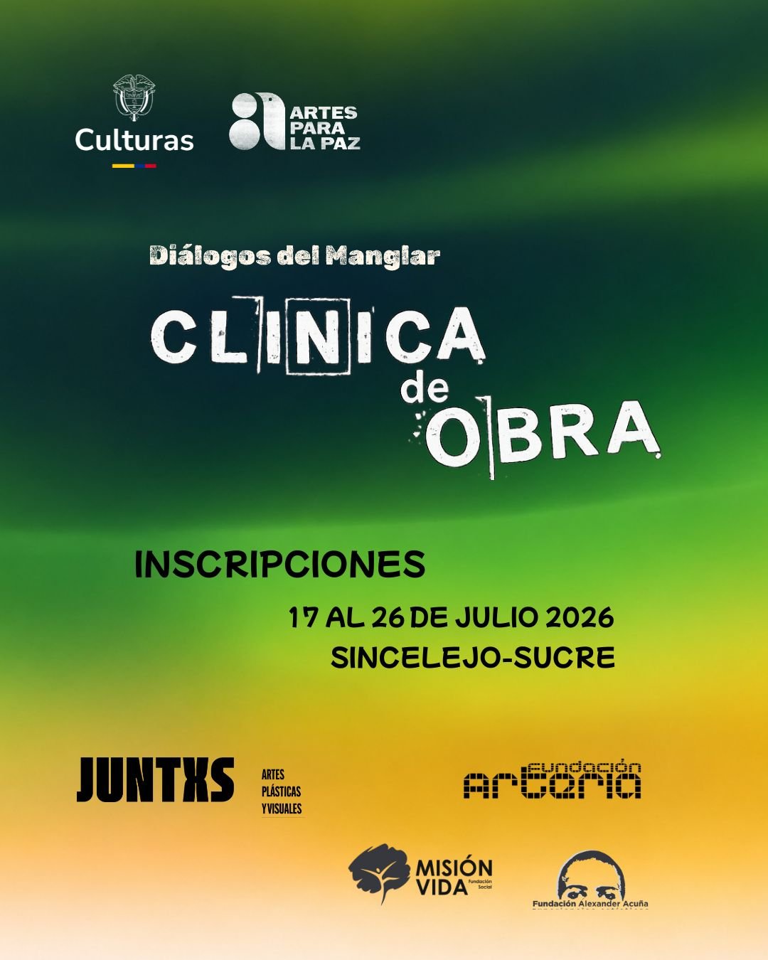 Afiche de la Clínica de Obra Diálogos del Manglar en Sincelejo, Sucre