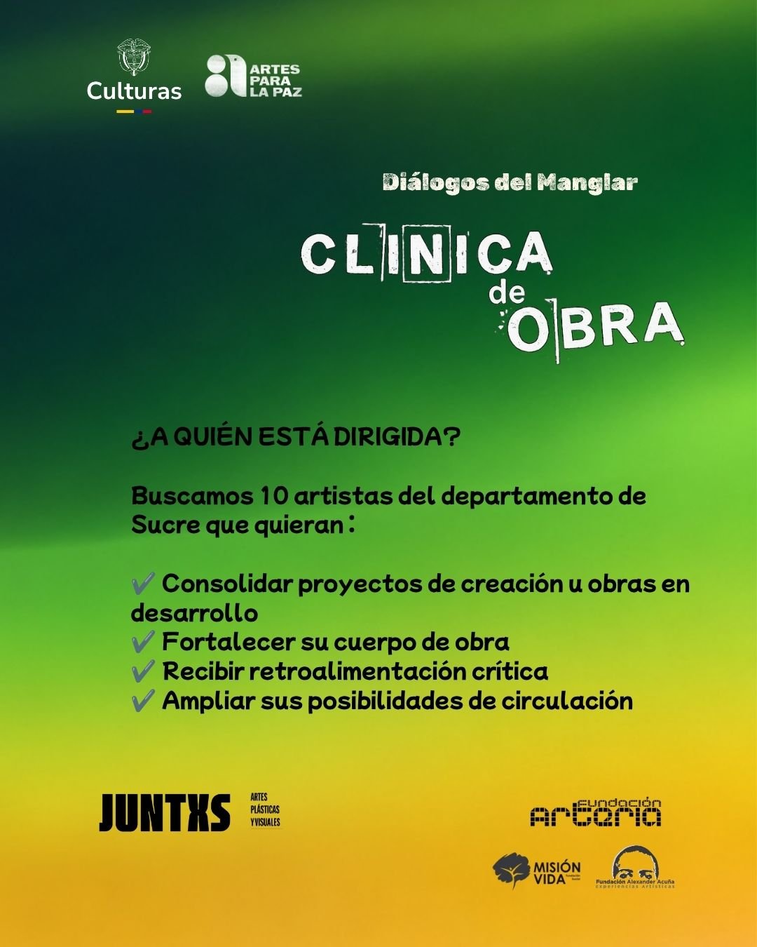 A quién está dirigida la Clínica de Obra: 10 artistas del departamento de Sucre